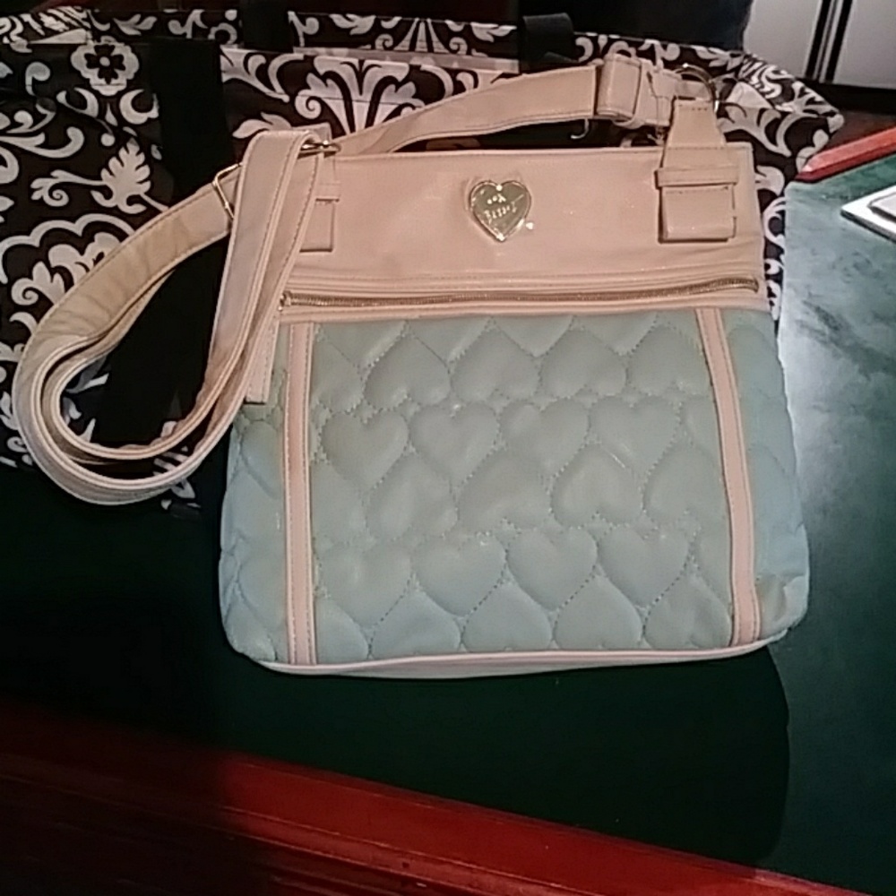 Betsy Johnson Crossbody Purse Blue & White